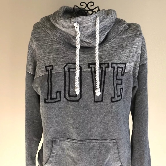 Tops - Gray Womans Hoodie Medium Loose Full Neck cover